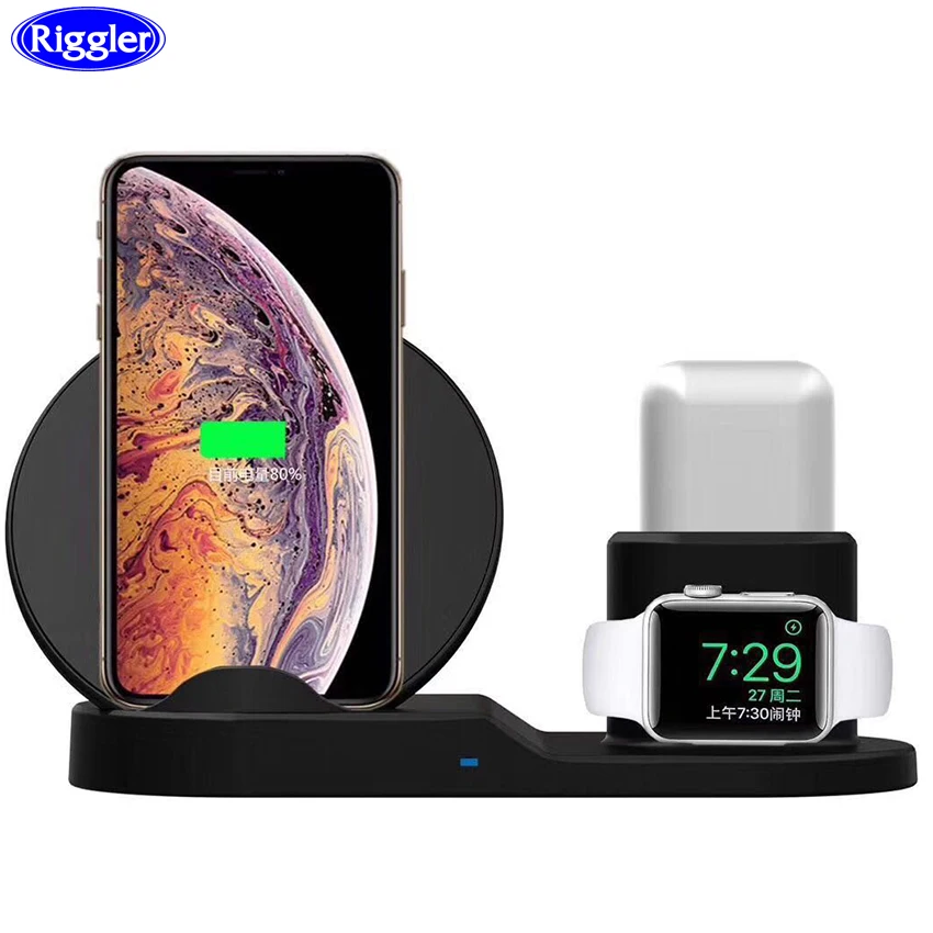 

3 in 1 Wireless Charger 10W Fast Charge Phone Holder for Apple Watch and Apple earphone iphone XS MAX XR X 8 8 Plus Samsung S9S8