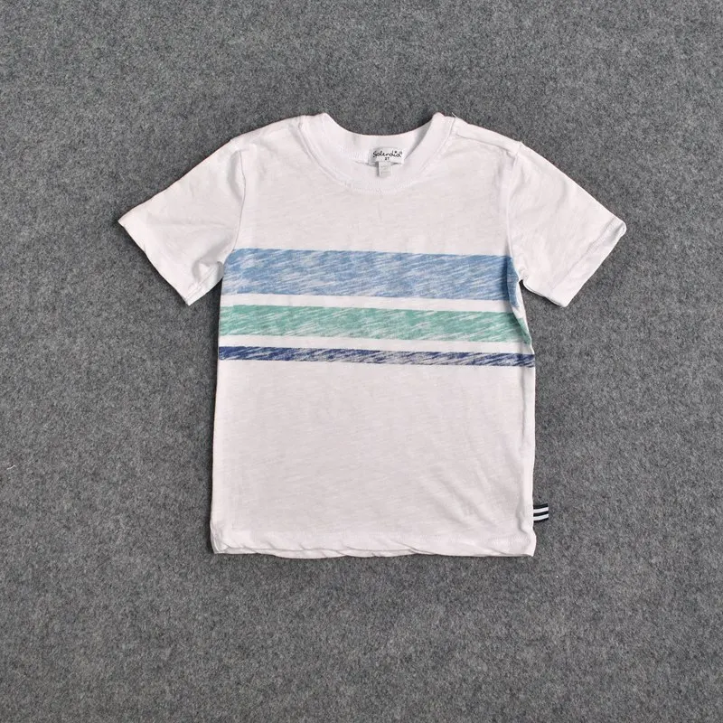 

STRIVE LUCK 2018 Summer boys fashion striped Short sleeve cotton White T shirts kids casual clothes children sports tee