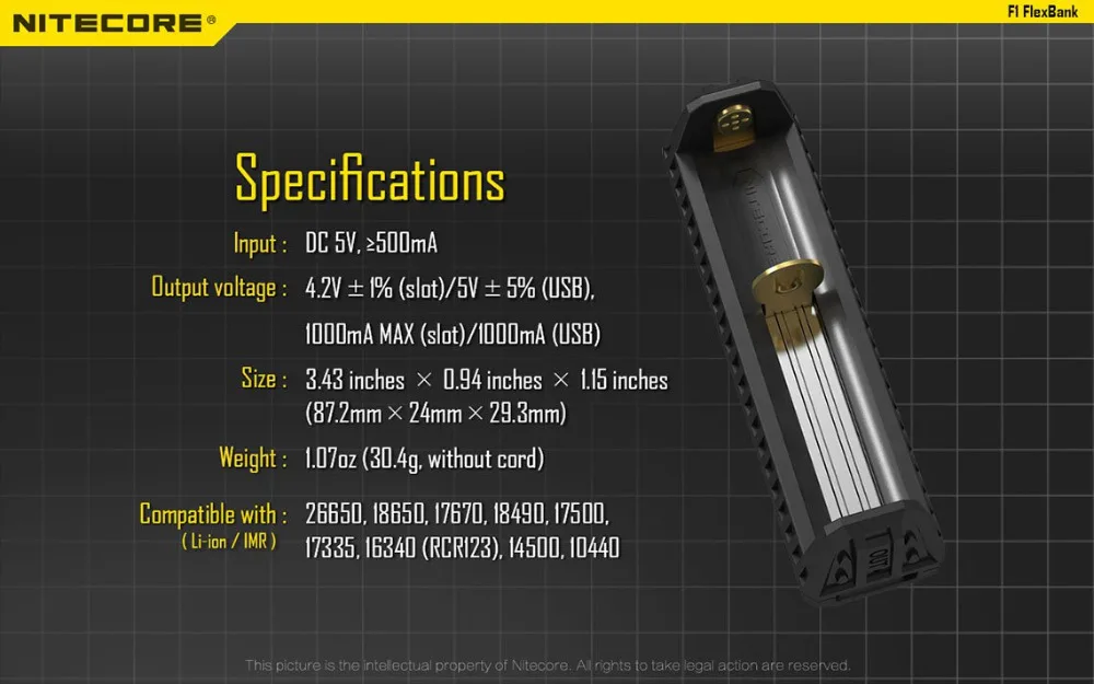 NITECORE F1 F2 гибкий внешний аккумулятор USB Интеллектуальный палец литиевая батарея зарядное устройство для 18650 10440 14500