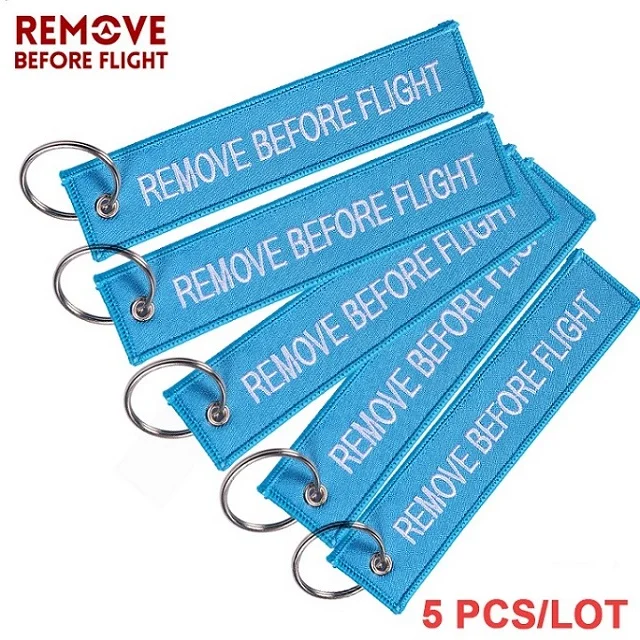 Remove Before Flight Chaveiro тег брелок с вышивкой брелок для ключей для авиации OEM Брелоки ювелирные украшения Чемодан бирка в виде брелка для ключей, 5 шт./лот - Цвет: Светло-голубой