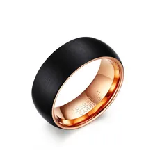 

Simple Tungsten steel black plating rose gold color ring for Man Tungsten steel matte finished black ring boyfriend gift