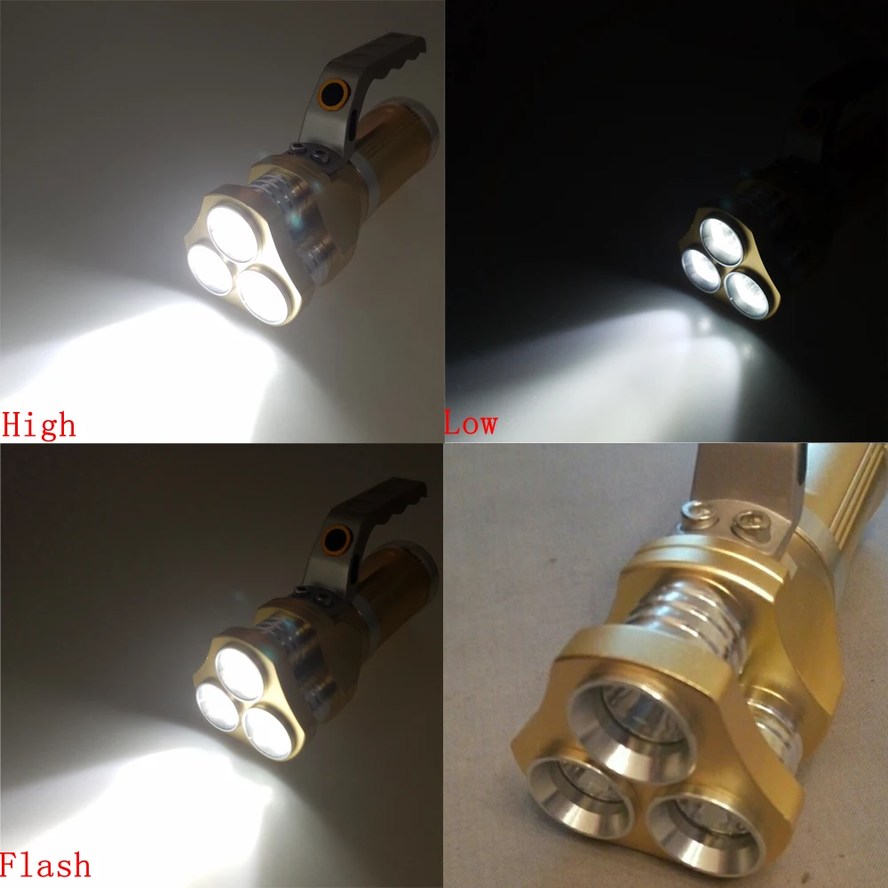 6000Lm Rechargeable Flashlight Lanterna 3xLamp XML T6 LED Flashlights Torch light For Hunting Camping+3x18650 Battery+Charger