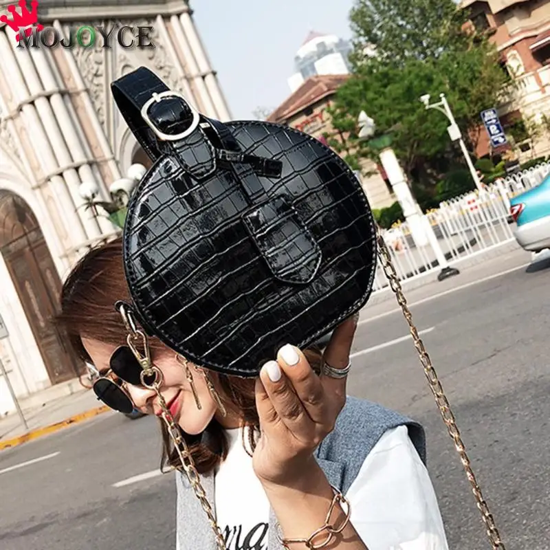  Round Crossbody Messenger Chain Bags Women Girls Personality Leather Shoulder Handbags Purse - 32916369596