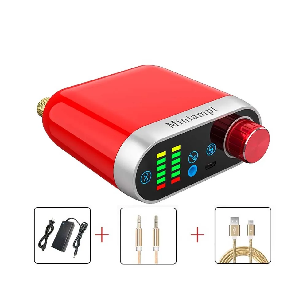 HiFi мини Bluetooth 5,0 MP3 плеер беспроводной аудио приемник Класс D Цифровой усилитель USB звуковая карта 50 Вт* 2 домашняя аудио поддержка AUX/USB - Цвет: red-with power