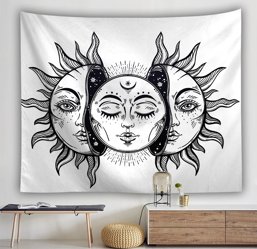 

Wall craft Indian Mandala Sun and Moon Galaxy Star Tapestry Wall Hanging Decorative Hippie Abstract Boho Tapestry for Home Decor