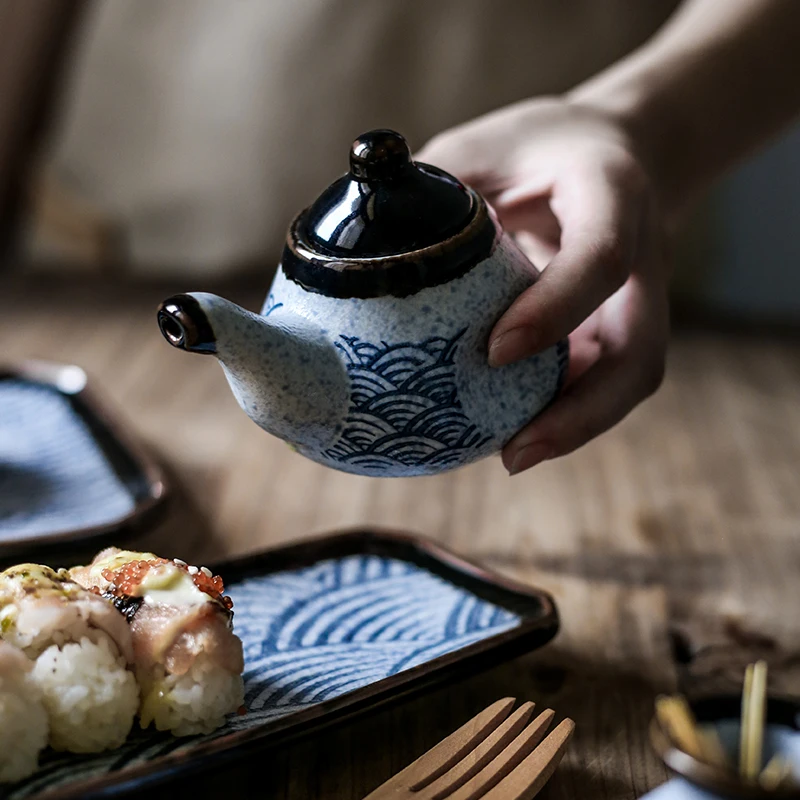 

NIMITIME Japanese Style Ceramic Seasoning Jar ChiliSoy Sauce Bottle Pot Toothpick Holder Restaurant Home Tray Dinner Plate Set