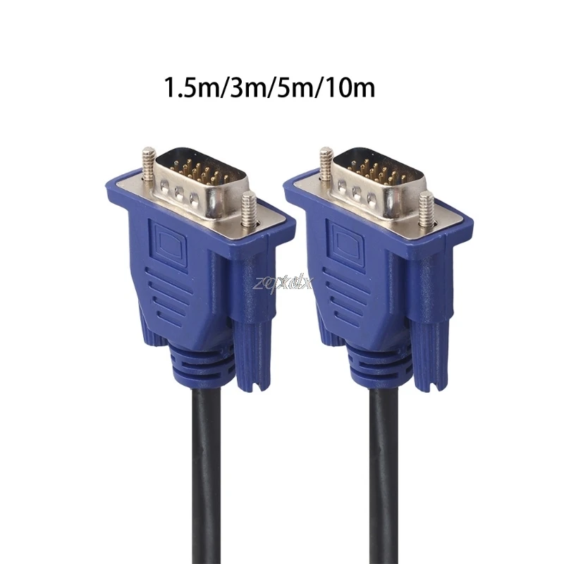 Computer Cables 1.5m 3m 5m 10m 1080P VGA HD 15 Pin Male to Male Extension Cable Cord for PC Laptop Projector HDTV Monitor Cable Length: 10m, Color: Black Blue Computer Cables 1.5m 3m 5m 10m 1080P VGA HD 15 Pin Male to Male Extension Cable Cord for PC Laptop Projector HDTV Monitor Cable Length: 10m, Color: Black Blue