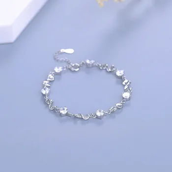 

Wholesale Luxury Bracelet Silver S925 Pure Silver Bracelet Youth Flavor Fashion Small Fresh Stone-inlaid Bracelet with Box