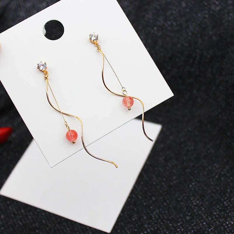 

AOMU Summer Simple Tassels Curve Line Irregular Metal Gold Dangle Hanging Earrings for Femal Women Girl Party Jewelry