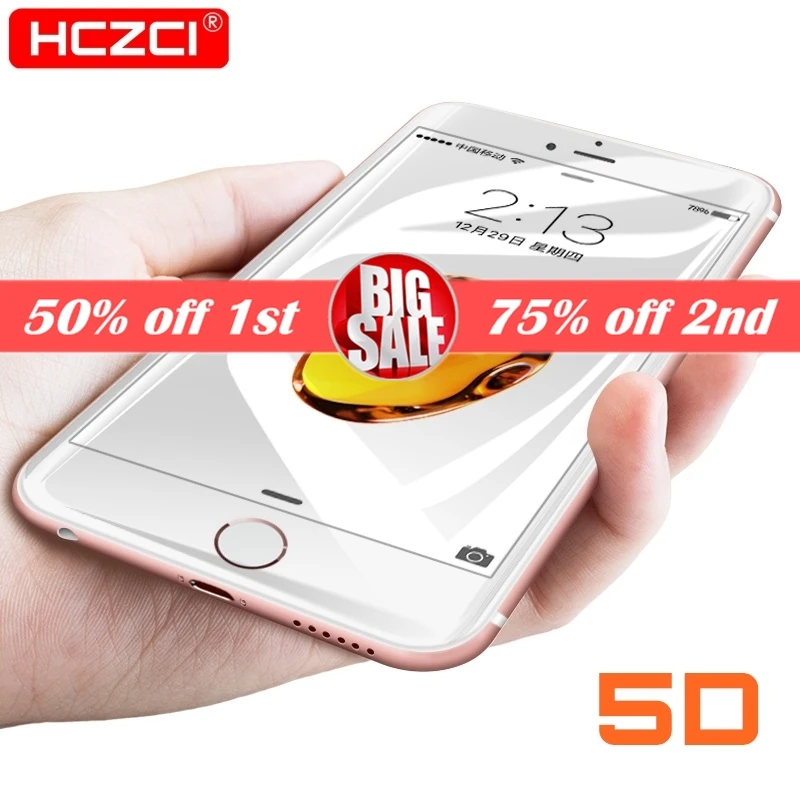 

HCZCI 5D Curved Edge Tempered Glass For iPhone 7 8 6 6s Plus X XR XS Max Glass High quality 5D Screen Protector