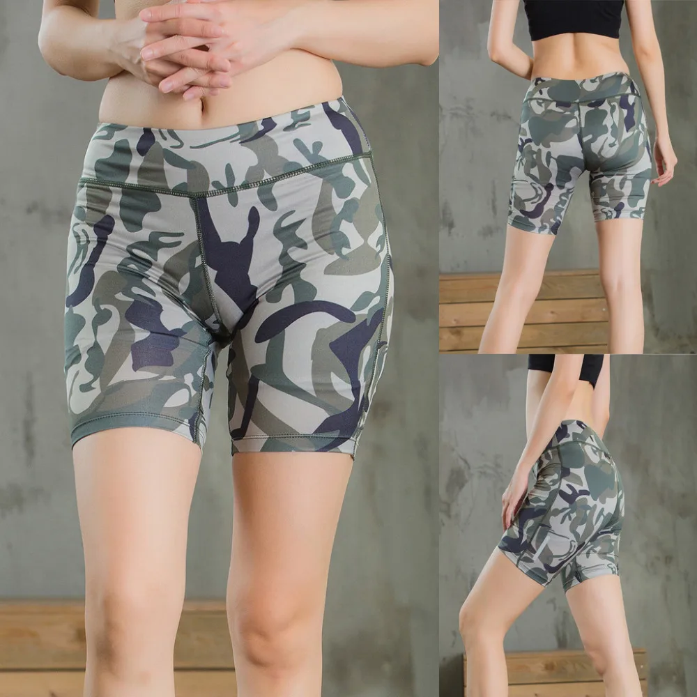 2019 women's camouflage luminous yoga shorts fitness yoga shorts gym fitness quick-drying ladies high waist yoga shorts 40J1 (11)