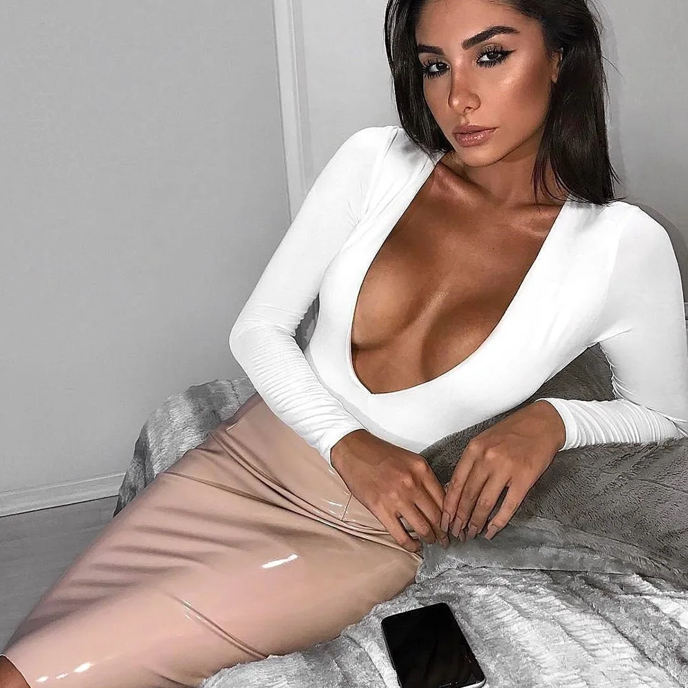 

Women Faux Leather slim High Waist dress 2018 Casual Tube Wrap Bodycon PU Pencil dress Midi Saias Femininos Red Blue Nude PY