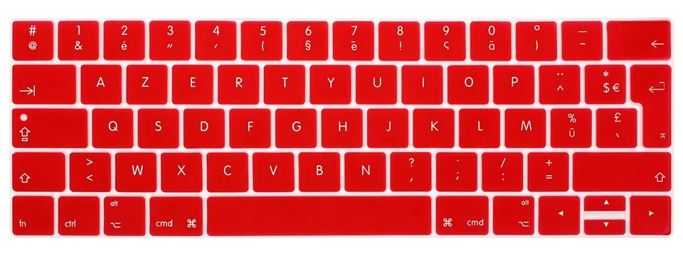 Clavier AZERTY раскладка силиконовая клавиатура чехол для нового Macbook Pro 13 15 с сенсорной панелью A1706 A1707 A1989 A1990 защита кожи - Цвет: Красный