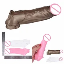 Silicone Penis Sleeve Cock Ring Male Dick Extender Enlarger Condoms Time Delay Ejection Female Erotic Toy Sex Products For Male