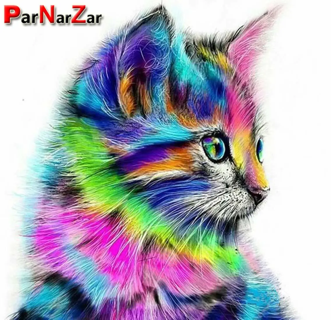 ParNarZar Алмазная картина полная дрель круглый цветной кот животное 5D рукоделие
