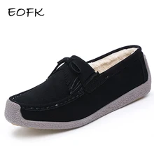 EOFK/зимние женские лоферы на плоской подошве с мехом; Элегантные замшевые мокасины; обувь с бахромой; женская обувь без застежки с бахромой; женская обувь из плюша
