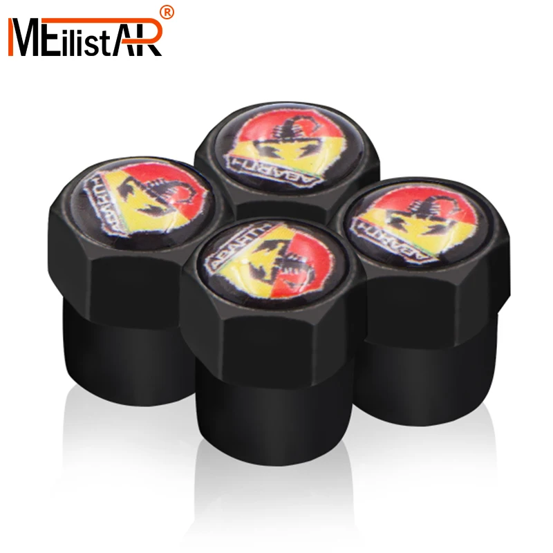 

4pcs Car styling black stainless steel Car Wheel Tire Valve Cap cover Tyre Dust Cap For Fiat Punto Abarth 500 Stilo Accessories