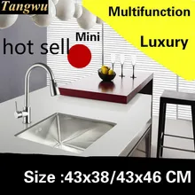 Квартира роскошная кухня ручная раковина одинарная мойка стрейч кран 304 нержавеющая сталь Горячая маленький 430x460 мм