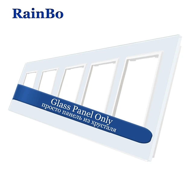 RainBo EU 5Frame-Square hole-glass-panel 364mm*80mm EU Standard-wall socket-DIY-Accessories A58W1 - Цвет: White