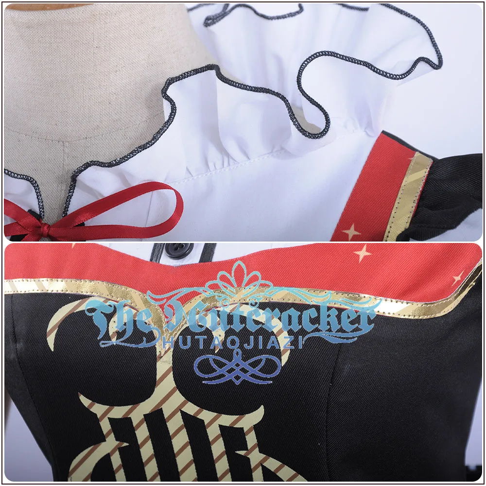 x_01 Game LoveLive!Sunshine!! Aqours Bremen Band Kunikida Hanamaru Cosplay Costume Women Short Sleeve Dress Apron Stockings Hairpin  (4)