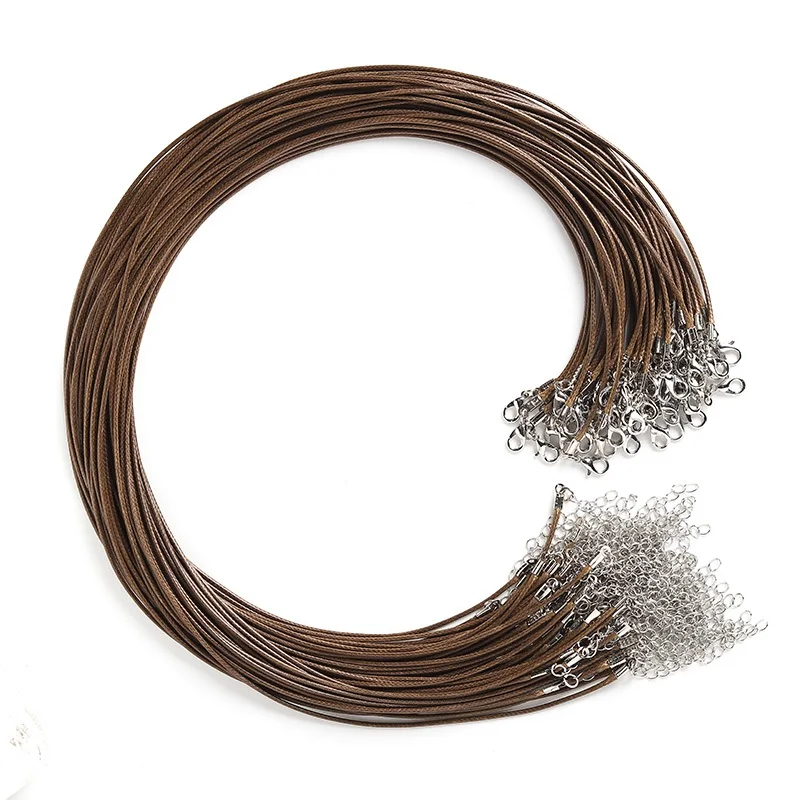 

LanLi 50pcs/100pcs Fashion Wax Rope Chain Necklace Long Lobster Clasp DIY Jewelry Accessories 1.5/2.0mm