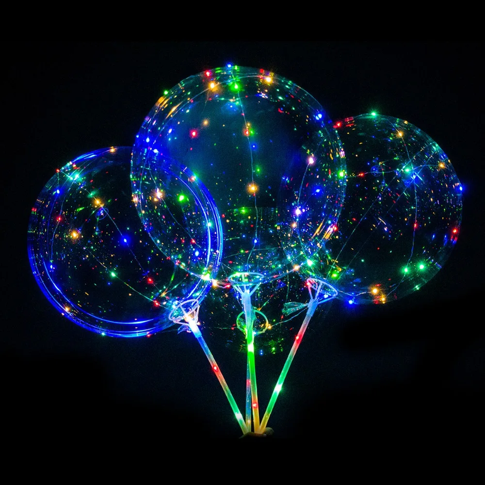 

Luminous Wave Colorful Decoration LED String Light Balloon Ball Toys With 3 Meters Lamp Line 20 Inch Transparent Balloons Toy
