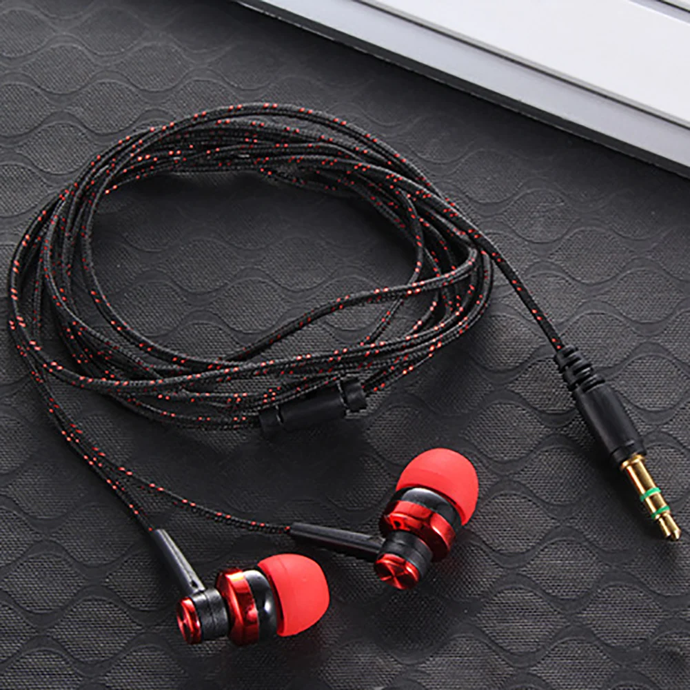 Высококачественные проводные наушники, абсолютно новые стерео наушники-вкладыши 3,5 мм, нейлоновый плетеный кабель, наушники, гарнитура с микрофоном для ноутбуков, смартфонов и - Цвет: red