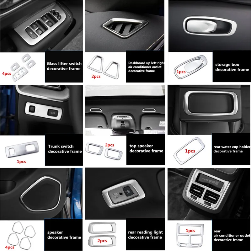 Stainless Steel Dashboard Air Outlet Cover Trim Frame Strip For Volvo XC60 14+