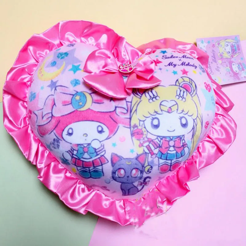 

1 Pc Creative Pretty heart-shaped My Melody Sailor Moon Plush Pillow Cartoon Soft Plush Doll Toy Ornament for Girls Gift