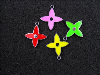 

AE694 Mix Color 20Pcs Alloy Metal Enamel Leaf Charms Pendant 33x29mm
