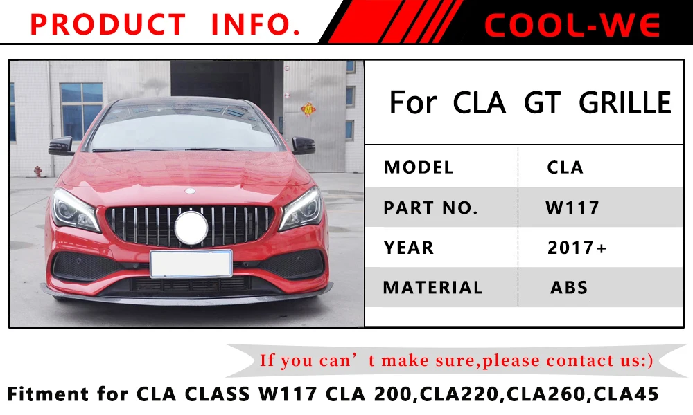 2013- для W117 CLA с GT гоночный гриль для Mercedes для Benz CLA180 CLA200 CLA250 CLA300 CLA45