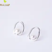 Форзац нерегулярные круглые пресноводные бусины Серьги гвоздики для женщин дизайн 925 пробы модные серебряные украшения