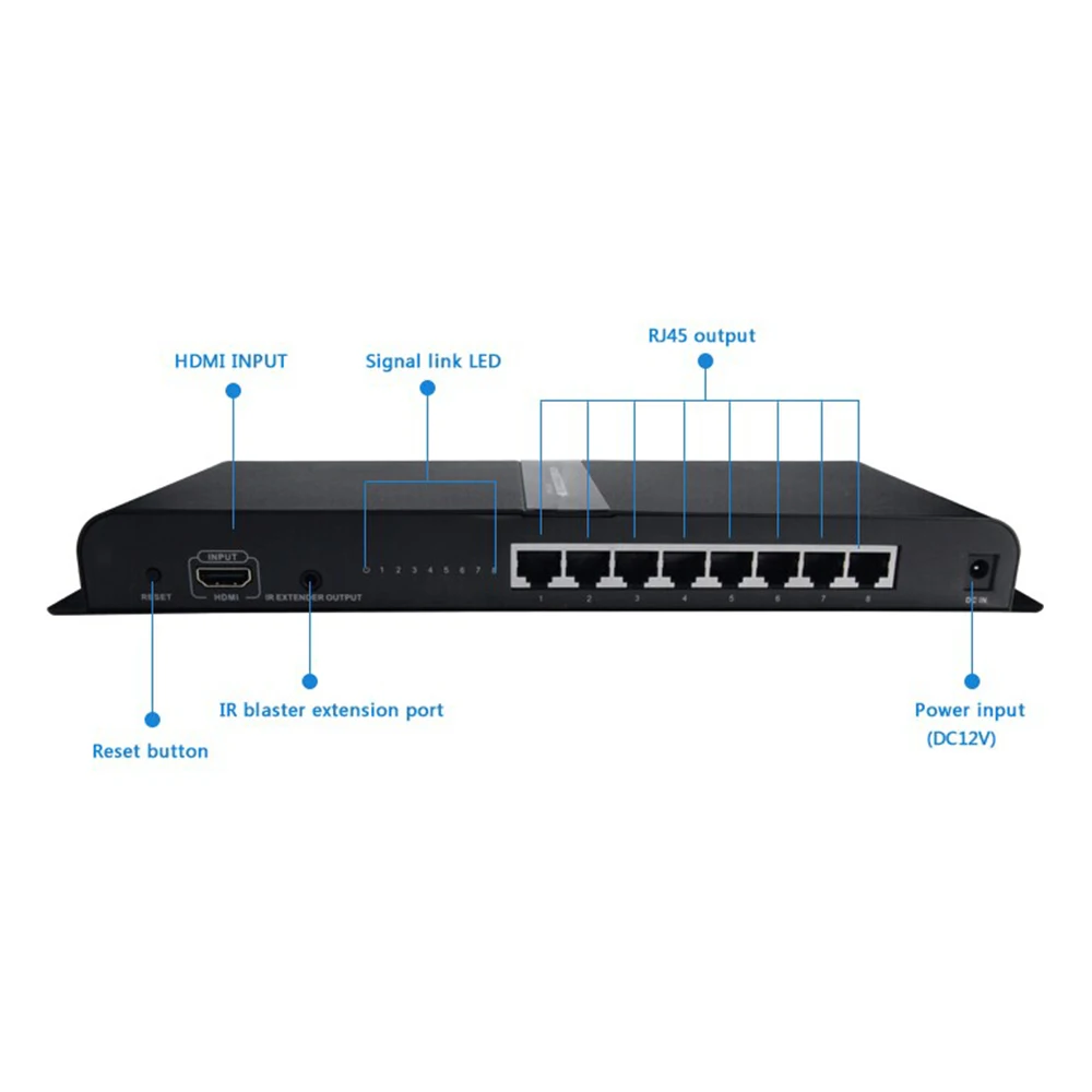 LKV31 до 120 м Hdbit Отправитель 1x8 удлинитель-расширитель HDMI конвертер по CAT6 с ИК-пультом дистанционного разделения один HDMI источник до 8 Выход