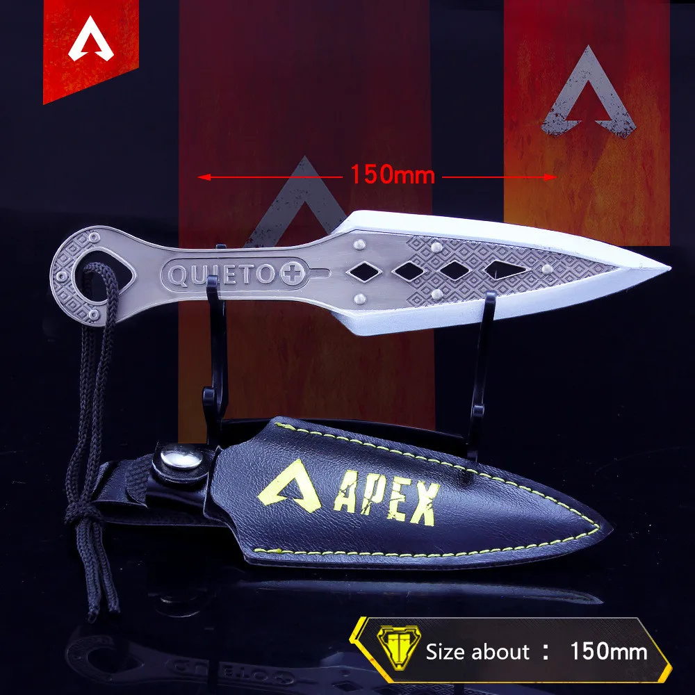 

Game Weapons Key Ring Apex legends Wraith Metal Sword with Leather Case Action Figure Toys Collection Keychain for Children
