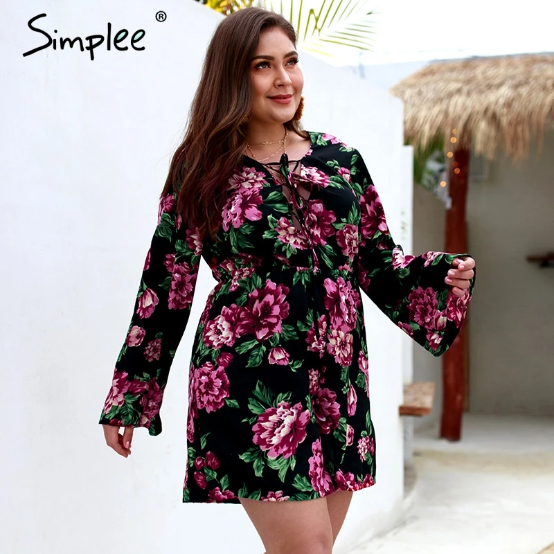 Женский комбинезон Simplee 2019 женский с богемным цветочным принтом расклешенным