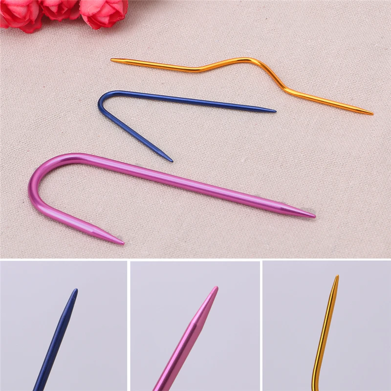3pcs 3 types Cable Stitch Knitting Needles Aluminum Crochet Hooks