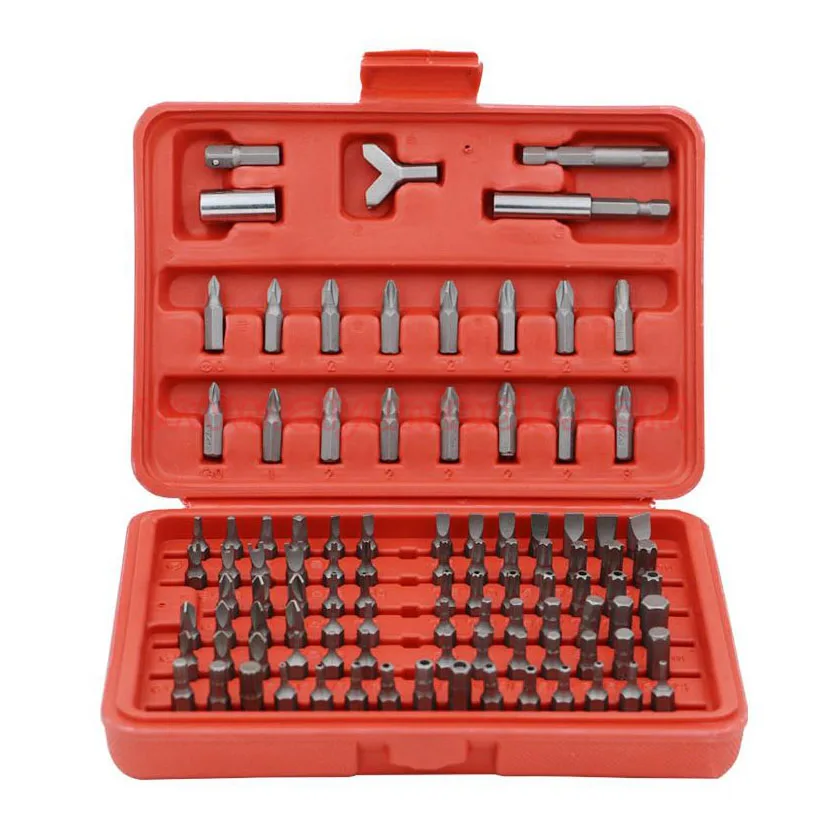 100pcs Screwdriver Bits Set Torx Slotted Phillips Hex Pozidriver Spllne