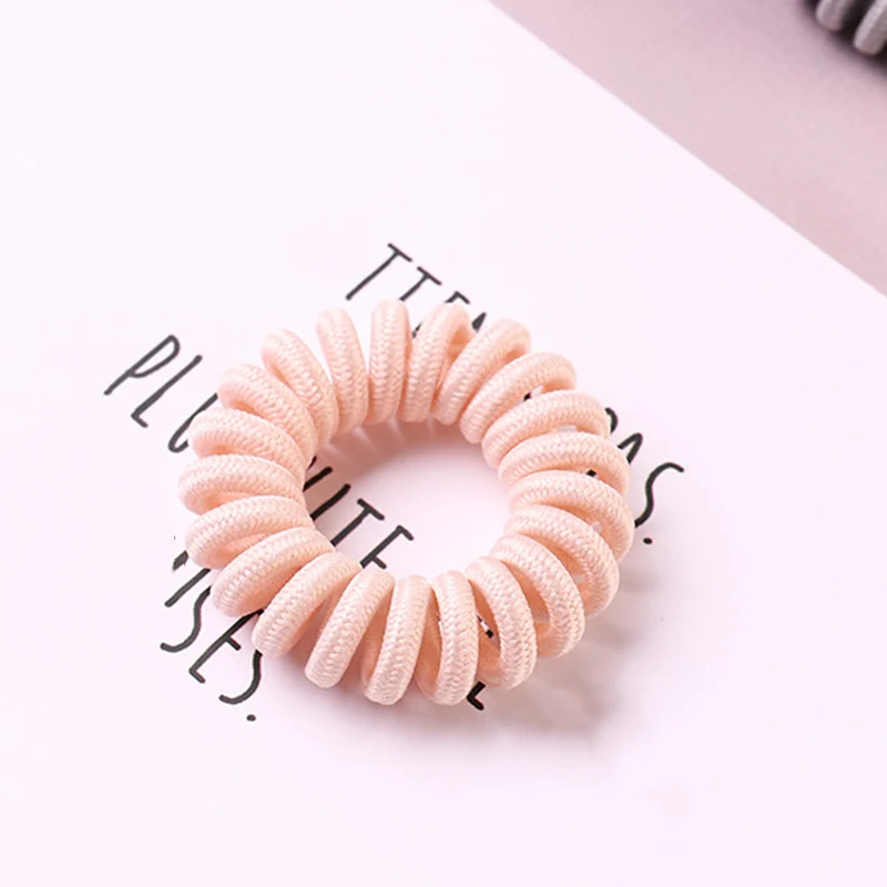 Модные женские Спиральные кольца для волос, 1 шт., высокая эластичность,, аксессуары для волос, повязки для девочек - Цвет: Бежевый
