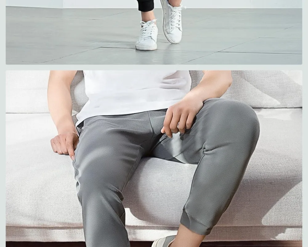 Новые xiaomi мужские Вязаные домашние брюки для дома мягкий удобный Воздухопроницаемый для отдыха домашние брюки двухсторонние хлопковые для кожи