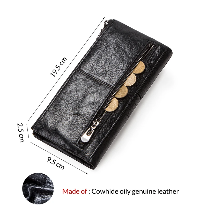 Contact's Genuine Leather Long Wallet Men Coin Purse Male Clutch Walet With Cell Phone Bag Portomonee Card Holder Free Engrave 5