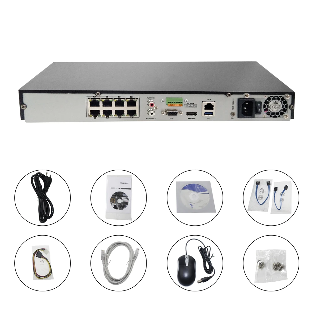 Порты Hikvision H.265 8 каналов NVR 2 порта SATA 8P английская версия Поддержка plug & play