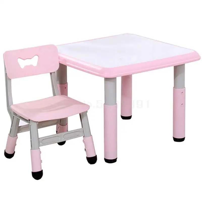 Детские столы и стулья для детского сада, пластиковые столы и стулья, игры для еды, Рисование граффити, можно поднимать детский стол для обучения - Цвет: 60x60cm  18