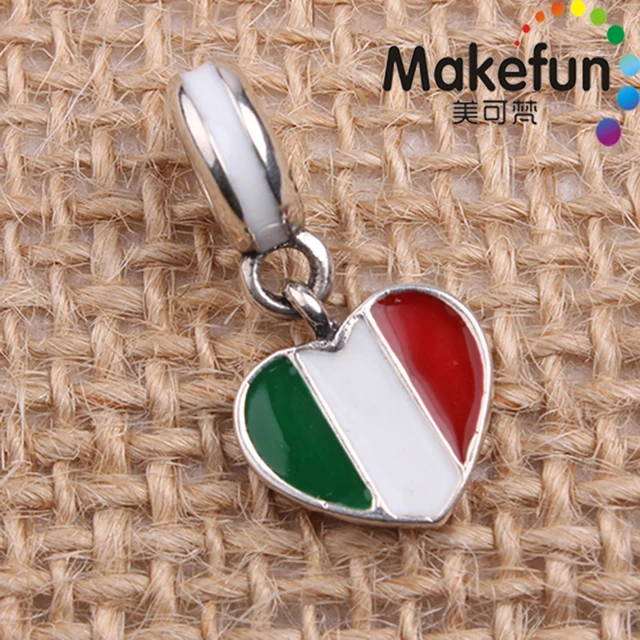Enamel Italy Heart Flag Dangle Charms Original 100 Authentic 925