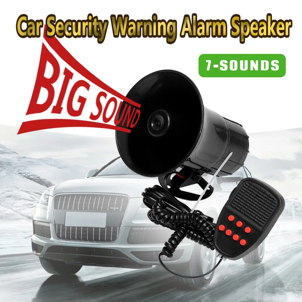 

7 Sound 100W 12V Loud Car Motorcycle Auto Truck Boat Warning Alarm Siren Air Horn PA Speaker Megaphone Loudspeaker w/Microphone