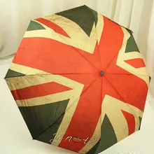 Новинка! Винтажный зонтик с флагом, 3 сложения, автоматический зонт от солнца и дождя, с принтом американского/британского/итальянского/норвежского флага