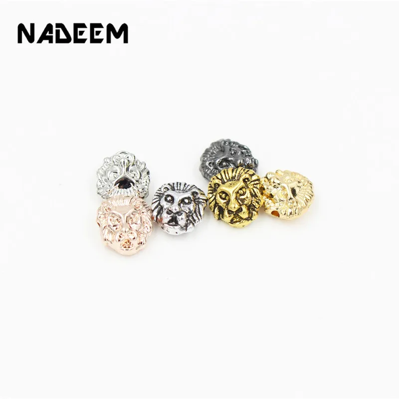 

NADEEM 10pcs/lot Antique Sliver Gold Color Tibetan lion Head Metal Charms Beads Accessory Spacer For DIY Bracelet Jewelry Making