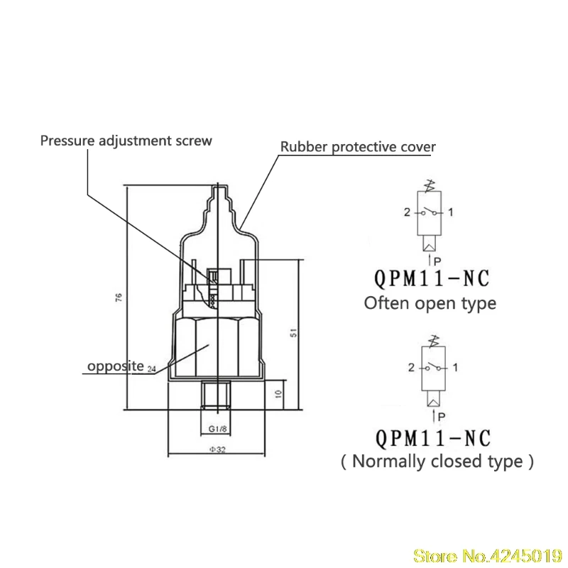 Высококачественный 1/8 ''Регулируемый QPM11-NC/QPM11-NO переключатель давления провод внешняя резьба сопло