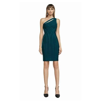 

2018 New Arrive fashion HollowOut Sexy Bandage Dress One Shoulder Green Backless Celebrity Bodycon Vestidos Party Dresses Club