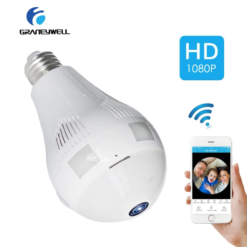 

960P 1080P Wireless IP Camera Bulb Light FishEye Smart Home Security CCTV 3D VR Camera 2MP Home Security WiFi Camera Panoramic