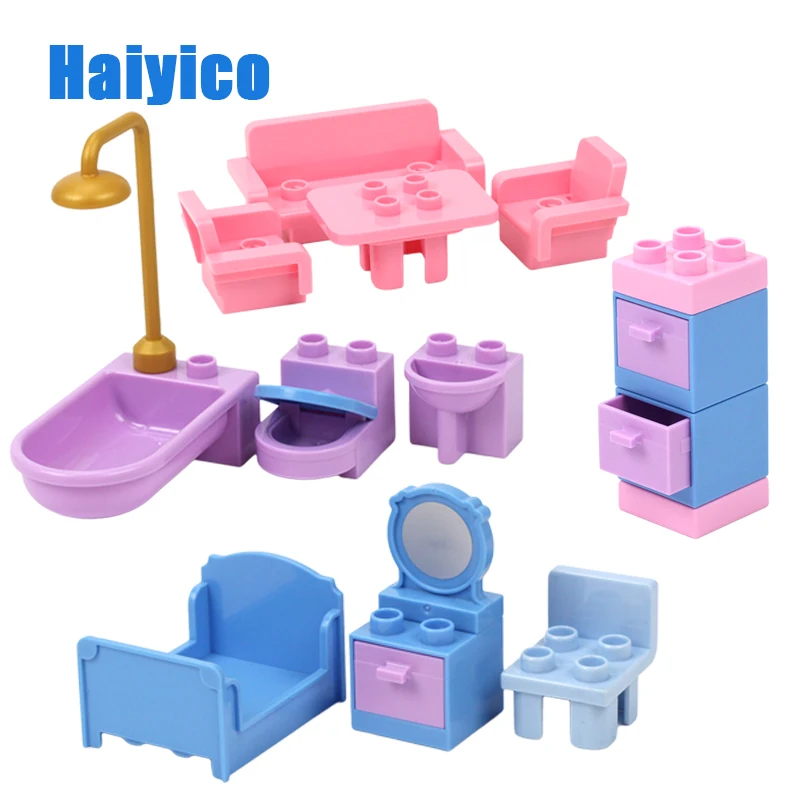 

Large Particles Model Action Figures Accessories Set Building Blocks DIY Toys Bricks set Compatible Duploe Parasols chair fence